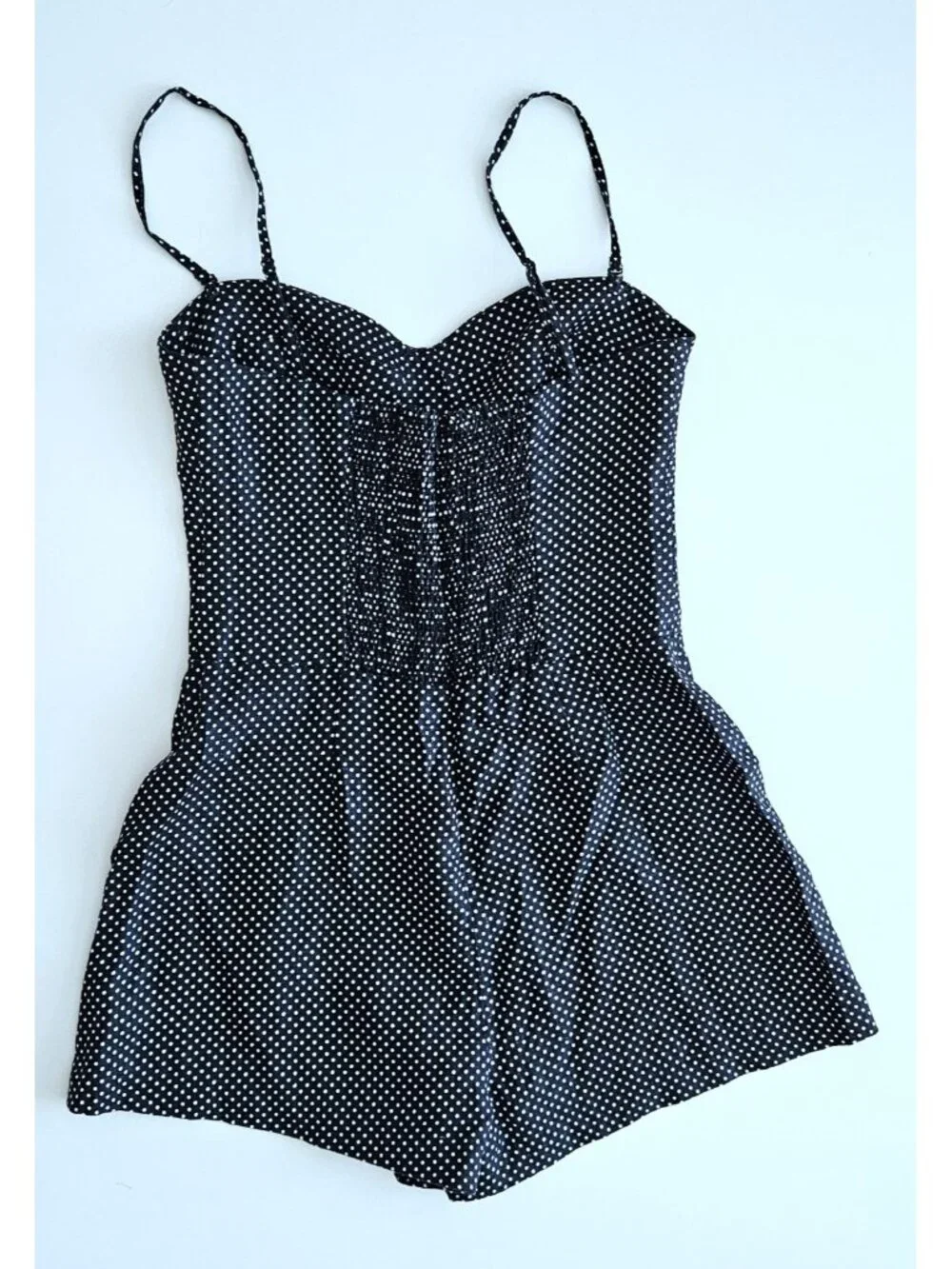 Reformation 6 Navy Pindot Kylie Linen Romper Jumpsuit